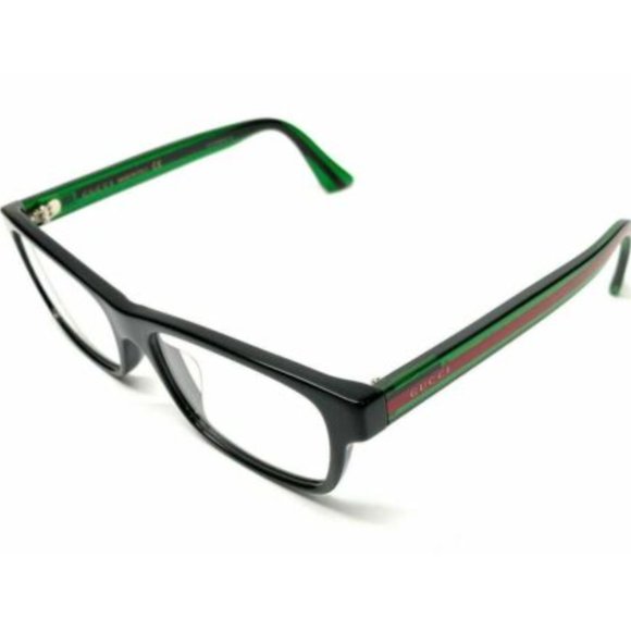 Gucci Men's Black Green Rectangle Eyeglasses! - Picture 1 of 4